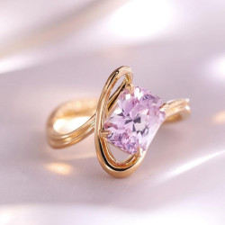 3ct Radiant Cut Lyric Pink Sapphire Modern Ring