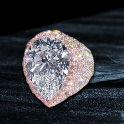 9.3ct Pear Cut Allover Paved Pink Sapphire Cocktail Ring