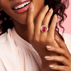 13ct Fat Oval Cut Ruby Matte Hollow Vintage Cocktail Ring