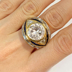 5ct Round Cut Art-deco Style Vintage Engagement Ring