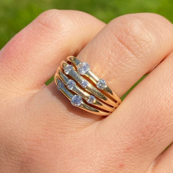 Scattered White Sapphire Modern Wedding Band