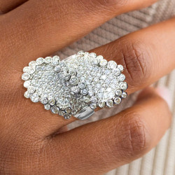 5ctw Round Cut Cluster Paved Bold Bypass Cocktail Ring