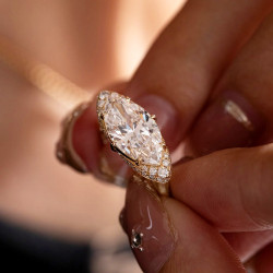 2.5ct Horizontal-Set Marquise Cut Halo Engagement Ring