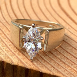 2.5ct Marquise Cut White Sapphire Simple Classic Engagement Ring
