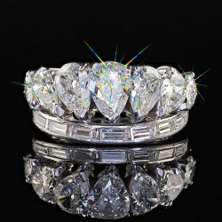 6ctw Pear and Baguette Cut Vintage Tiara Ring