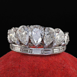 6ctw Pear and Baguette Cut Vintage Tiara Ring
