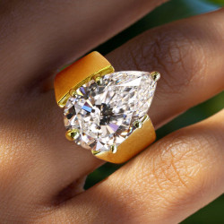 4.2ct Pear Cut White Sapphire Simple Classic Engagement Ring