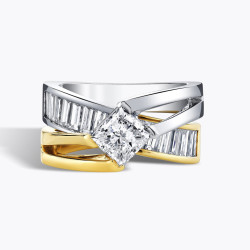 2ct Princess Cut Two Tone Modern Ribbon Engagement Ring
