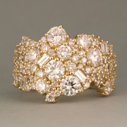 5ctw Round and Baguette Cut Clustered Cocktail Ring