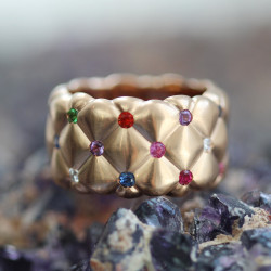 2ctw Round Cut Multicolor Sapphire Wide Cocktail Ring