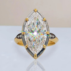 8ct Huge Marquise Cut Vintage Two Tone Engagement Ring