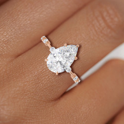 2.2ct Pear Cut White Sapphire Engagement Ring