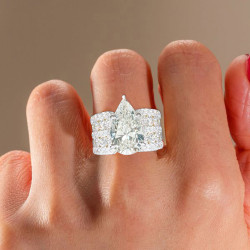 8ct Pear Cut White Sapphire Engagement Ring