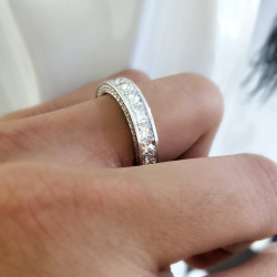 Princess Cut White Sapphire Dainty Wedding Band
