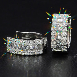 7ctw Asscher Cut Triple Row White Sapphire Huggie Hoop Earrings