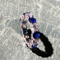 2.52ct Round Cut Blue Sapphire Eternity Band