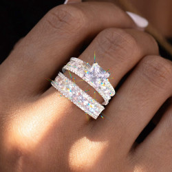 3ct Princess Cut White Sapphire Wedding Ring Set