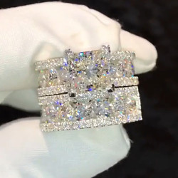 3ct Princess Cut White Sapphire Wedding Ring Set