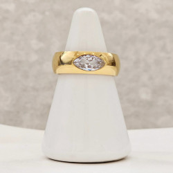 East-west Marquise Cut White Sapphire Dainty Engagement Ring