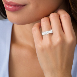 3ct Cushion Cut White Sapphire Half Wedding Band