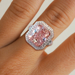 5.5ct Radiant Cut Pink Sapphire Engagement Ring
