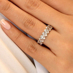 4ct Oval Cut White Sapphire Eternity Band