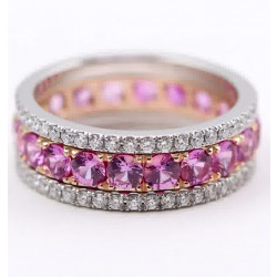 2.45ctw Round Cut Pink Sapphire Eternity Band