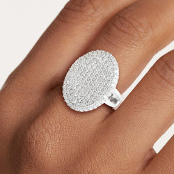 Round Cut Twilight Oval-shaped Paved Cocktail Ring