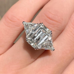 7ct Three-Stone Emerald Cut White Sapphire Engagement Ring