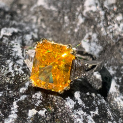 4ct Radiant Cut Fancy Yellow Sapphire Engagement Ring