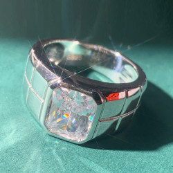 3ct Radiant Cut White Sapphire Ring for Men