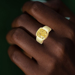 8ct Cushion Cut Yellow Sapphire Ring for Men in Gold