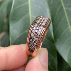 2ctw Paved Champagne Sapphire Roman Signet Ring