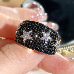 Two Tone Paved Star Bold Men's Ring