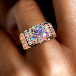 3.8ct Round Cut White Sapphire Men's Ring