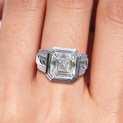 5.6ct Asscher Cut White Sapphire Men's Ring