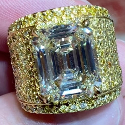 6ct Emerald Cut White Sapphire Bold Paved Men's Ring