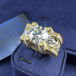 12ct Round White Sapphire Bold Allover Paved Men's Ring
