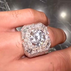 5ct Round Cut White Sapphire Bold Men's Ring