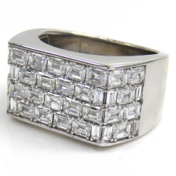 Baguette Cut White Sapphire Paved Square Men's Ring