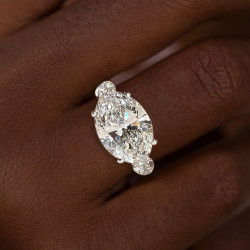 9.3ct East-West Oval Cut White Sapphire Men's Engagement Ring