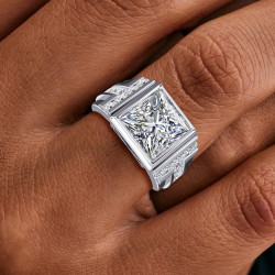 5.6ct Princess Cut Machenical Style Men's Ring