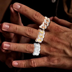 15MM White Sapphire Paved Cuban Link Ring