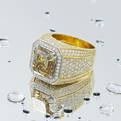 9.5ct Asscher Cut Yellow Sapphire Bold Men's Ring