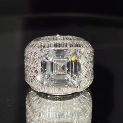 9.5ct Asscher Cut Invisible Set Baguette Shape Men's Ring