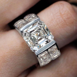 7.5ct Asscher Cut White Sapphire Bold Men's Ring
