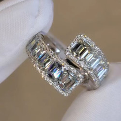 13.5CTW Emerald Cut White Sapphire Wedding Band