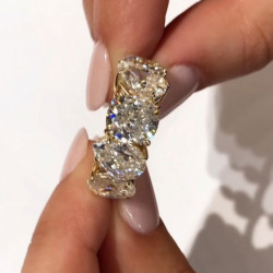 10.7ct Five-Stone White Sapphire Wedding Band in Gold