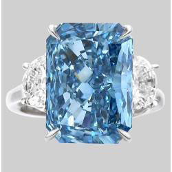 8.4ct Radiant Cut Aquamarine Three-stone Engagement Ring