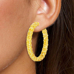 18ctw Cushion Cut Yellow Sapphire Hoop Earrings